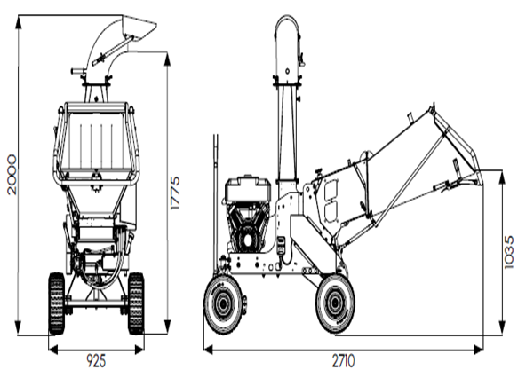 TOCATORUL PROFESIONAL DE CRENGI SI RESTURI VEGETALE TIP ZAKANDRA ZA350-B - imagine 2